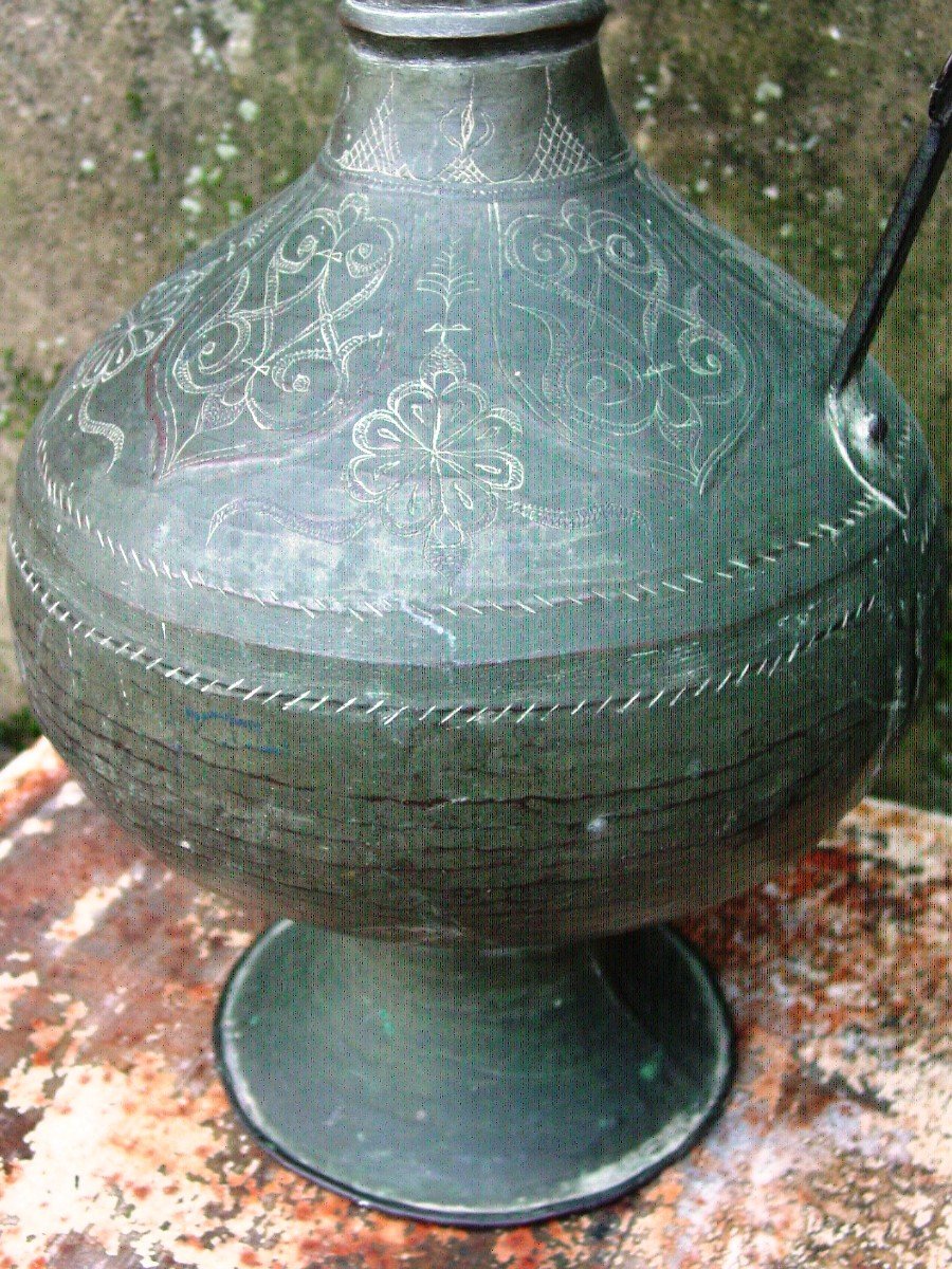 Large Ottoman Copper Ewer, Mediterranean Basin, Middle East Syria Etc...-photo-3