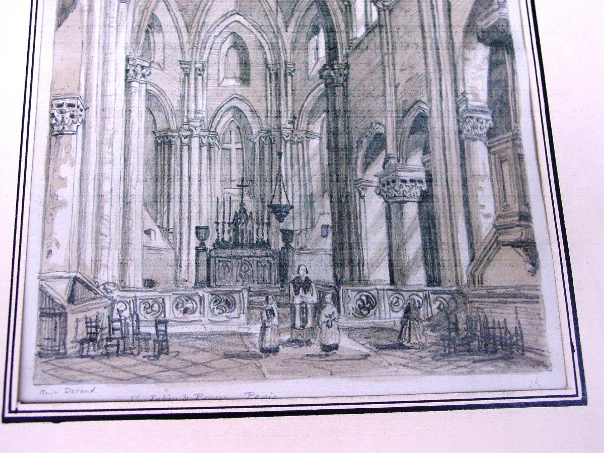 André Durand (1807-1867) Dessin église Saint Julien Le Pauvre Paris-photo-2