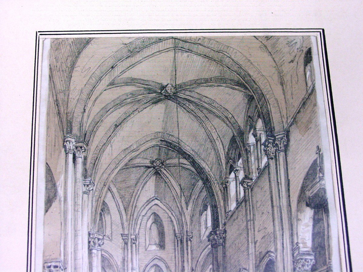 André Durand (1807-1867) Dessin église Saint Julien Le Pauvre Paris-photo-3