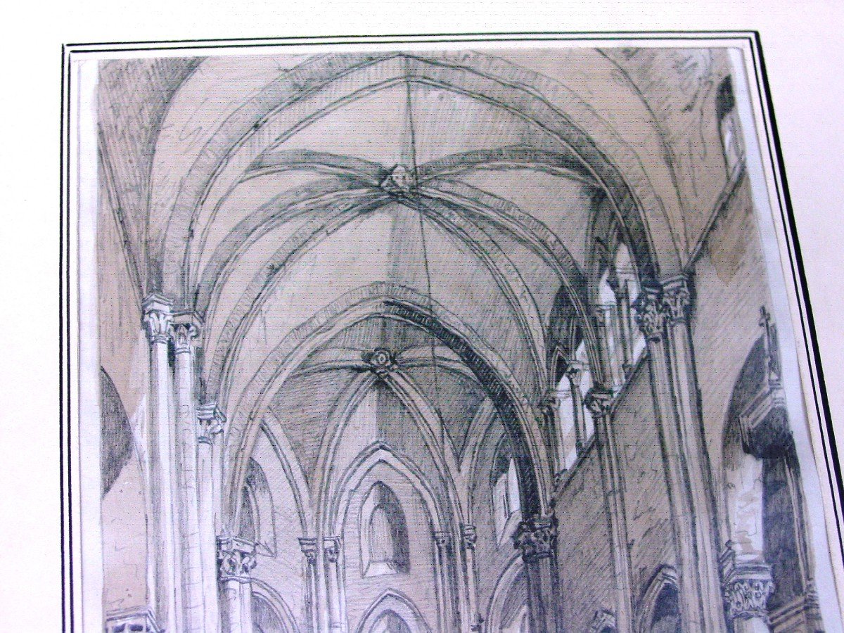 André Durand (1807-1867) Dessin église Saint Julien Le Pauvre Paris-photo-3