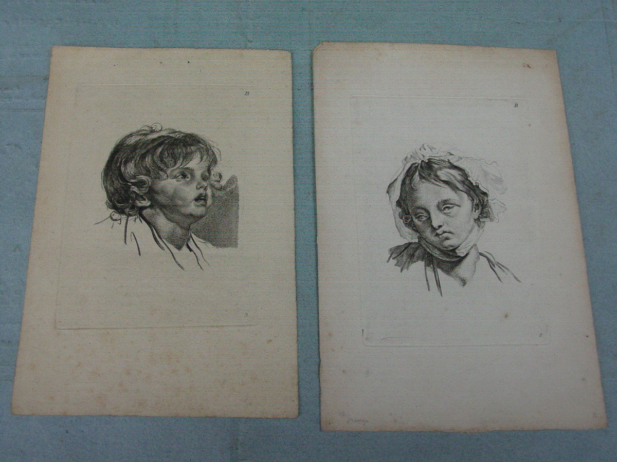 2 Gravures 18ème d'Aprés J . B . Greuze-photo-2