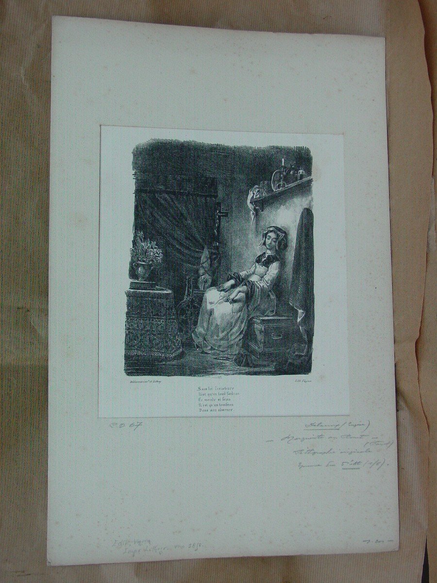 E. Delacroix - Faust Lithograph: "marguerite Au Rouet" At Vayron-photo-2