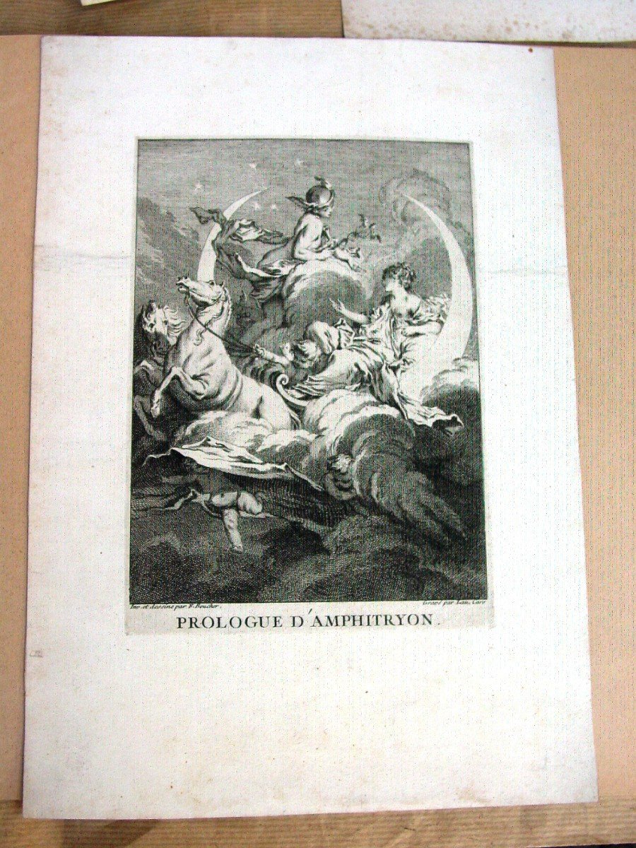 3+4 Engravings "molière Pieces" After F. Boucher By Lau Cars-photo-3