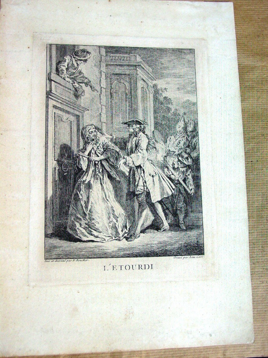 3+4 Engravings "molière Pieces" After F. Boucher By Lau Cars-photo-5