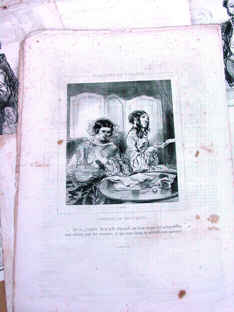 11 Lithographies Gavarni : Masques & Visages-photo-1