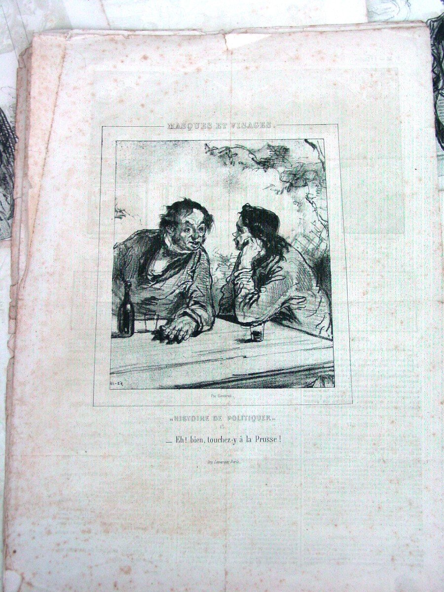 11 Lithographies Gavarni : Masques & Visages-photo-2