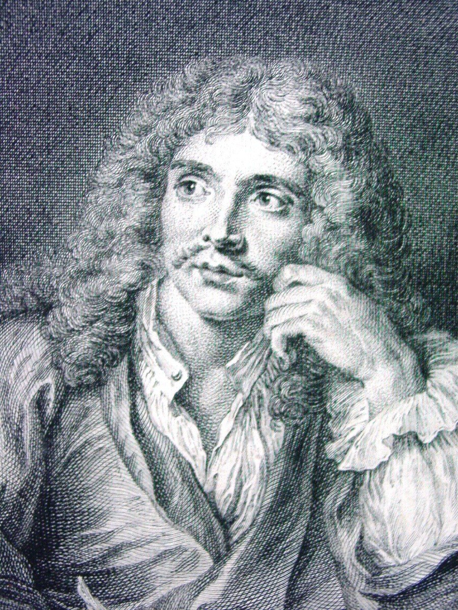 Portrait 18ème Molière d'Ap. Coypel Par Lepicie