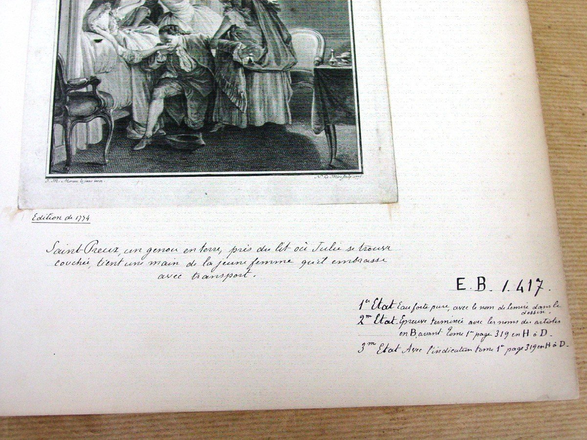 3 Engravings 1774: "the New Heloise" By Moreau, Lemire Launay-photo-2