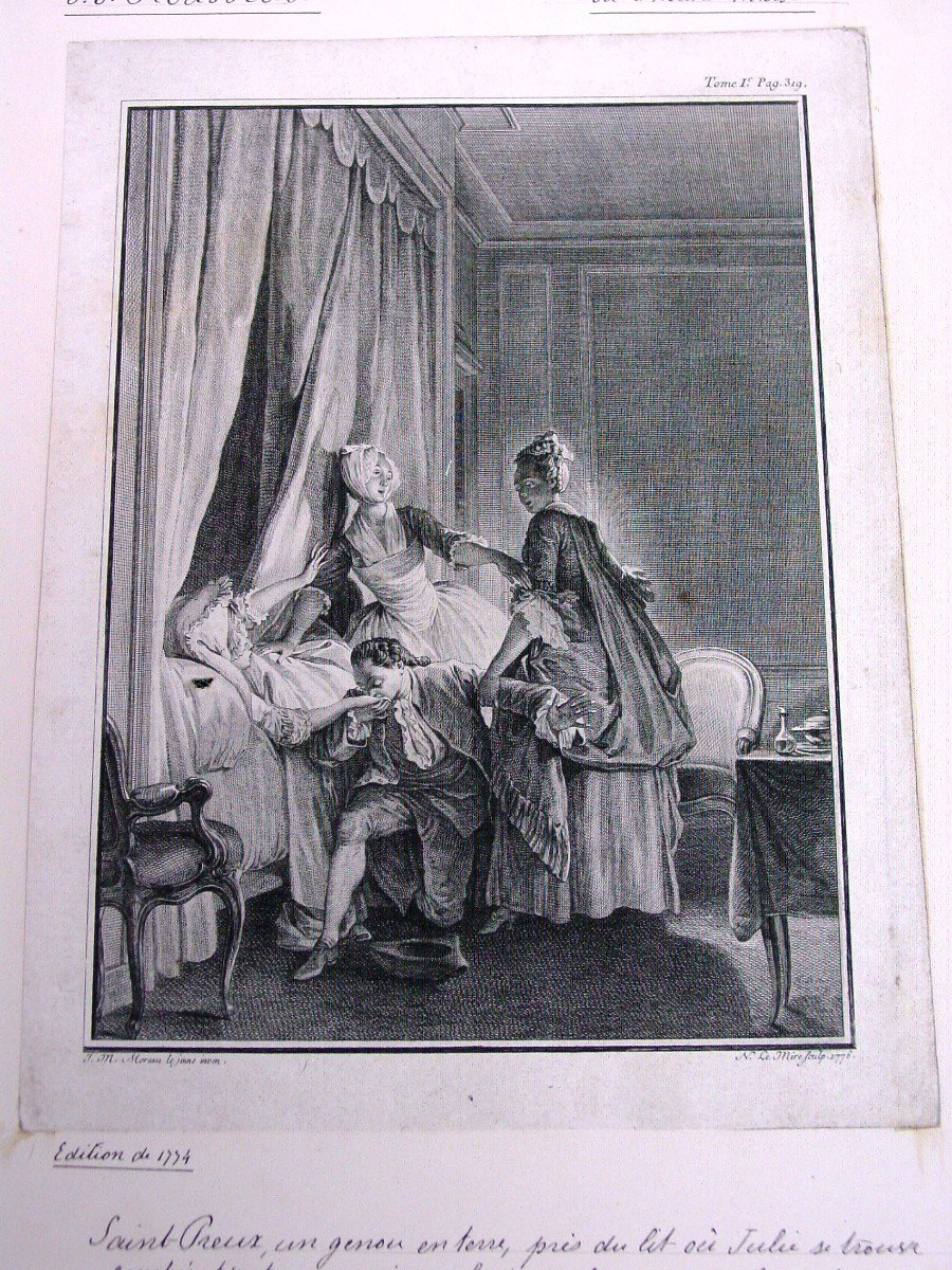 3 Engravings 1774: "the New Heloise" By Moreau, Lemire Launay-photo-3