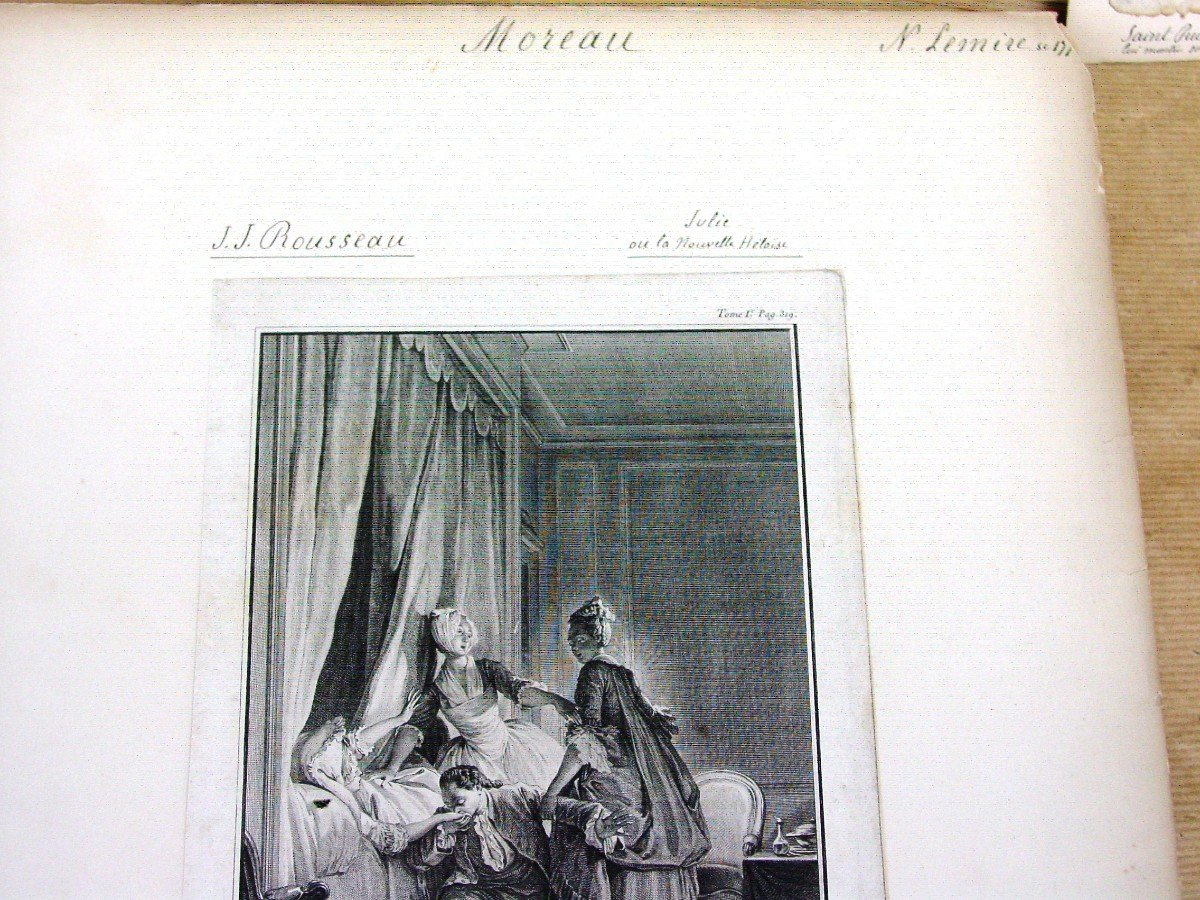 3 Engravings 1774: "the New Heloise" By Moreau, Lemire Launay-photo-4