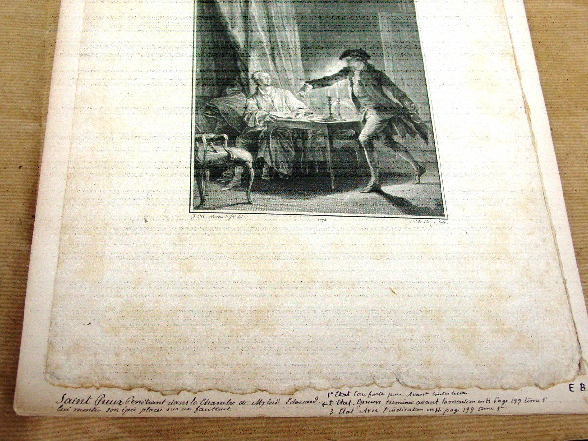 3 Engravings 1774: "the New Heloise" By Moreau, Lemire Launay-photo-2