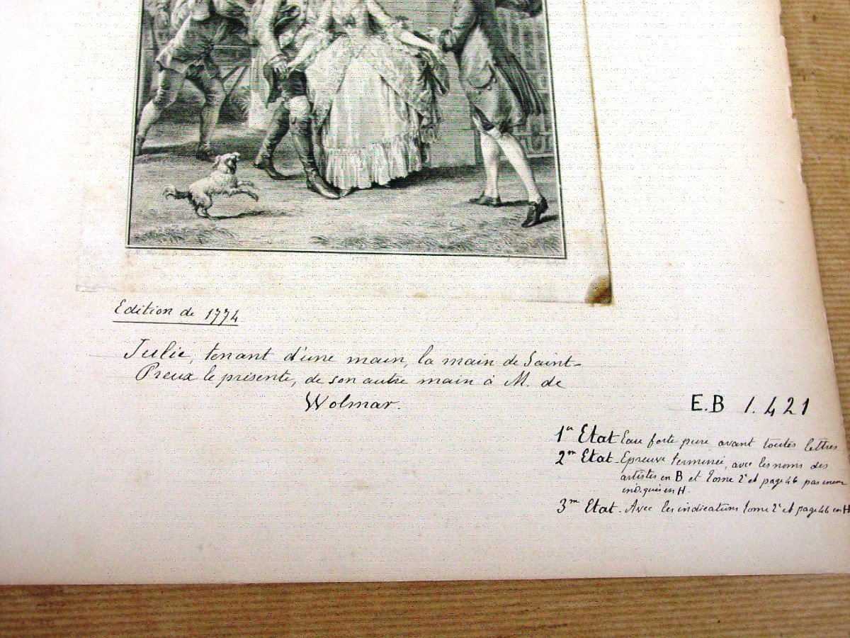 3 Engravings 1774: "the New Heloise" By Moreau, Lemire Launay-photo-4