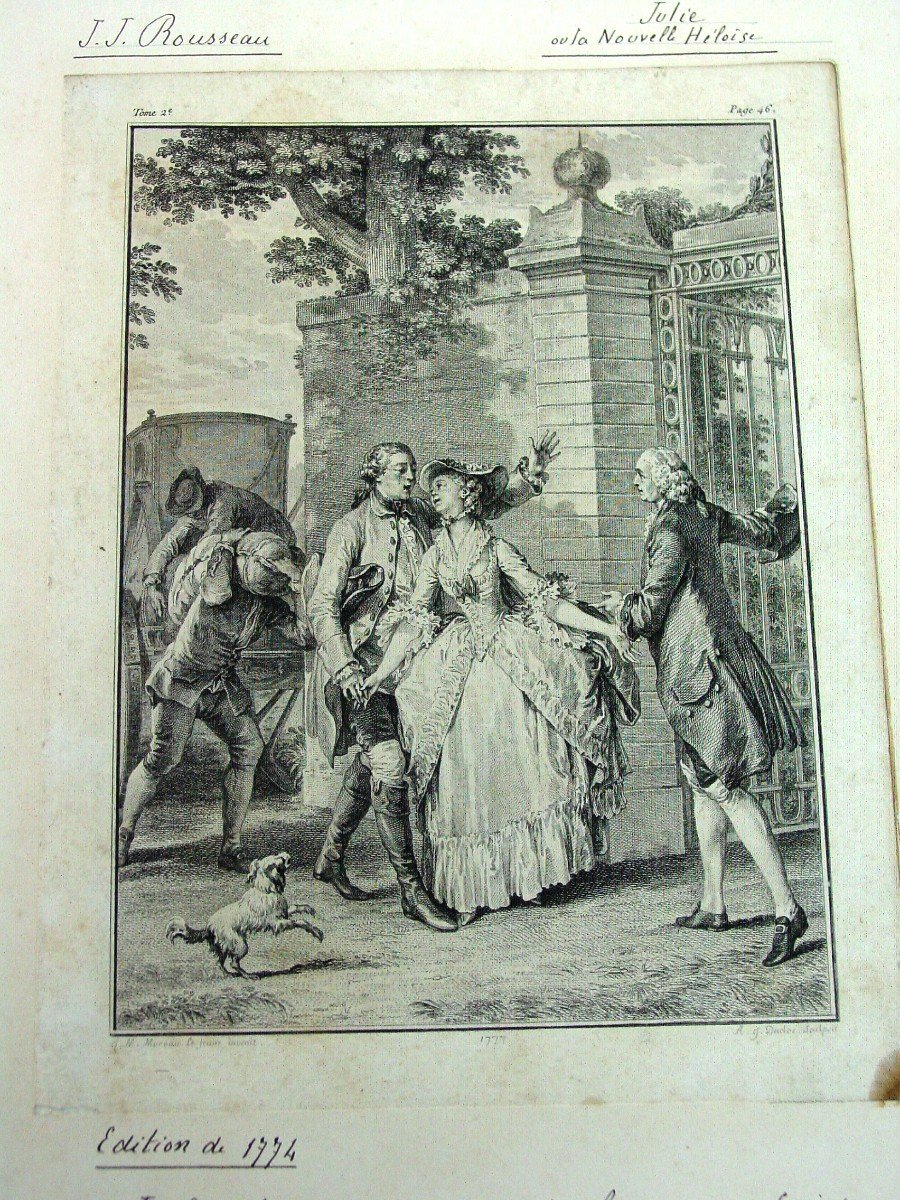 3 Engravings 1774: "the New Heloise" By Moreau, Lemire Launay-photo-5