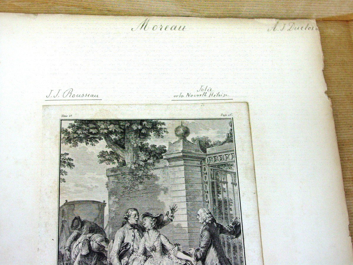 3 Engravings 1774: "the New Heloise" By Moreau, Lemire Launay-photo-6