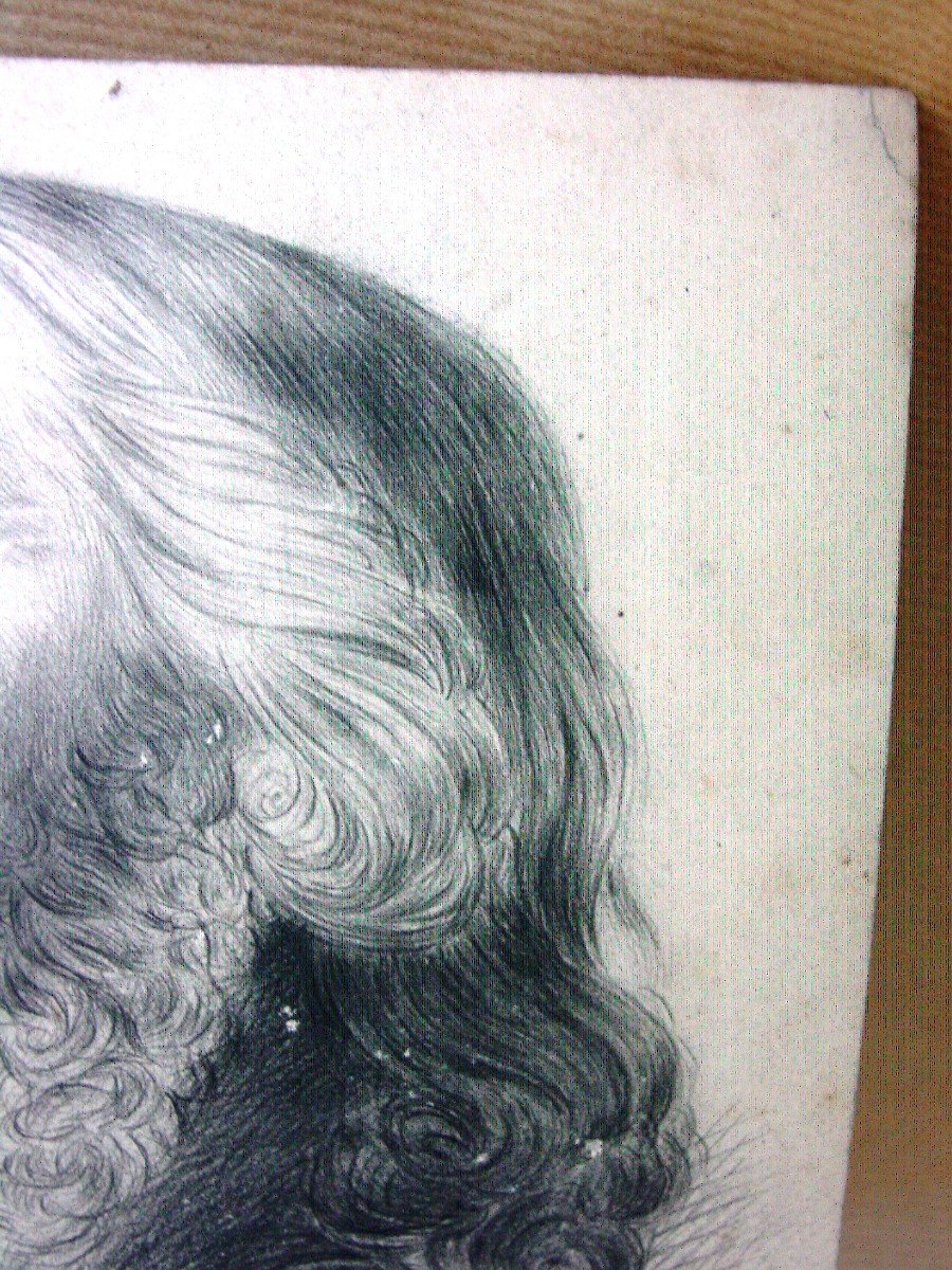 19th Century Drawing Old Man After Antique Signed A. Aubert-photo-2