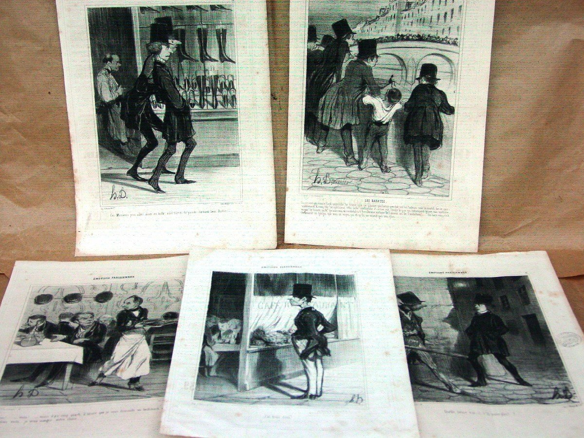 5 Lithographies Daumier "emotions Parisiennes" Charivari