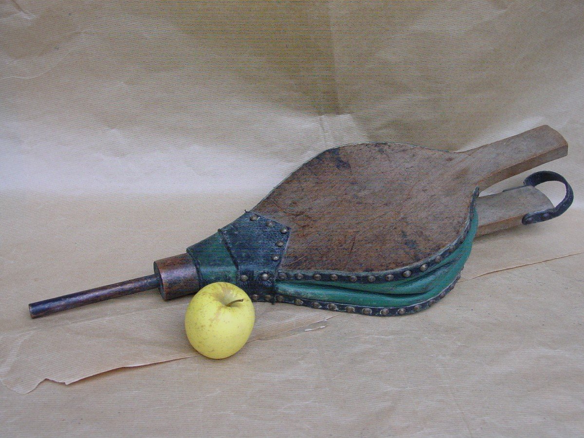 Large Walnut And Leather Fireplace Bellows 