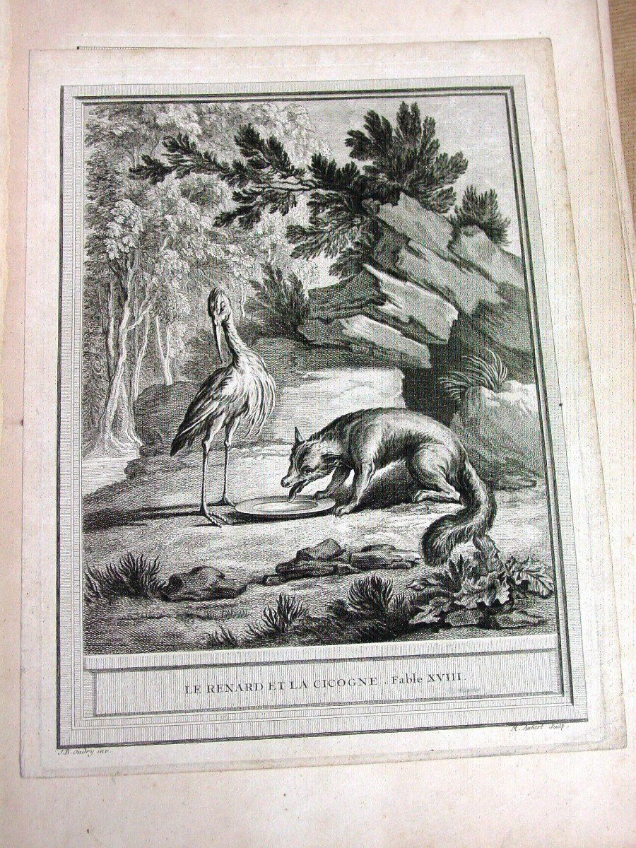 12 Engravings Fables De La Fontaine By Ap. Oudry Mid 18th Century -photo-3