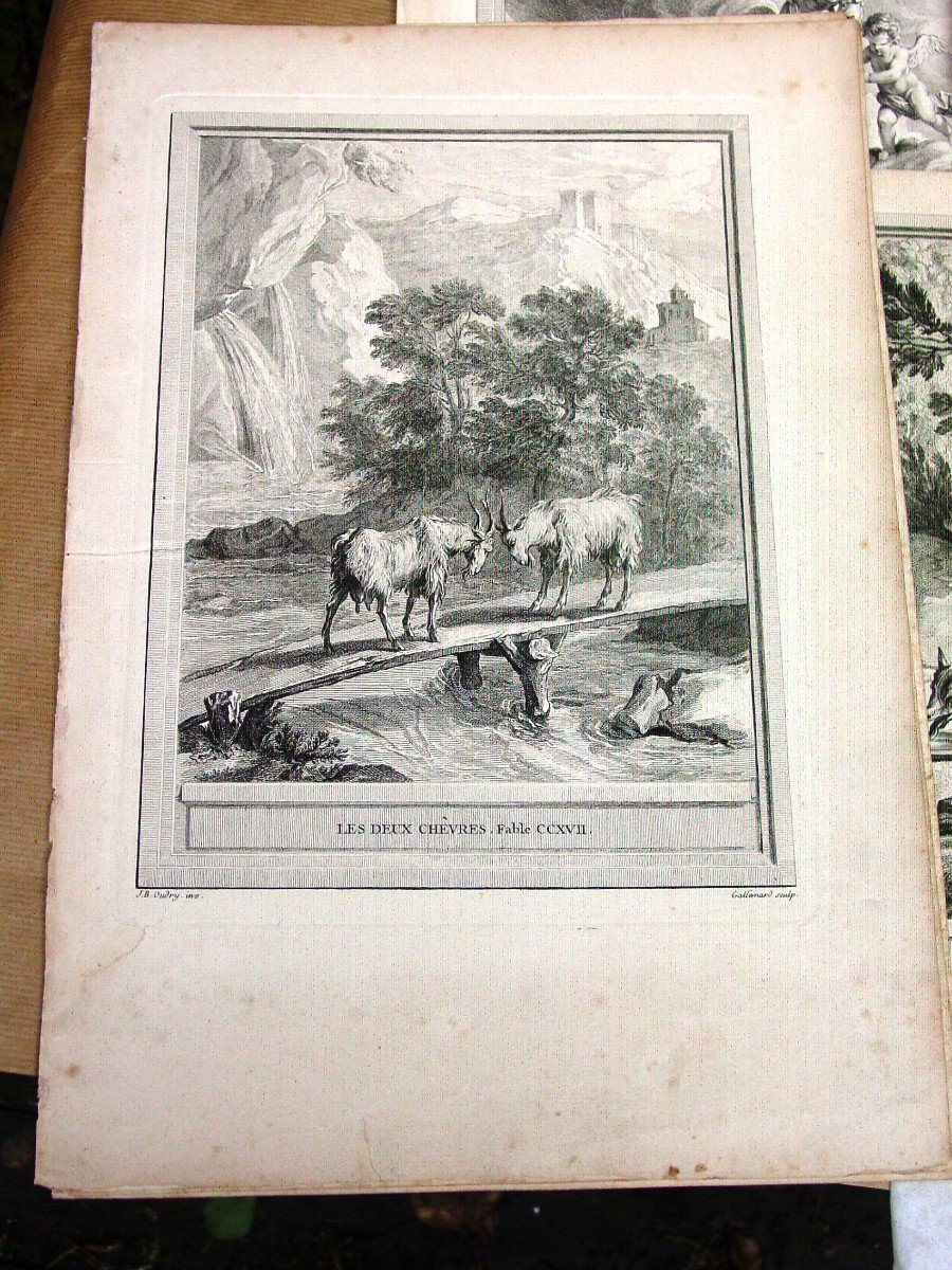 12 Engravings Fables De La Fontaine By Ap. Oudry Mid 18th Century -photo-7