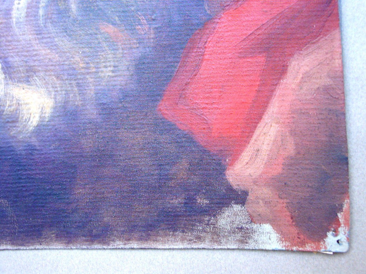 Huile Sur Carton Du 19ème Portrait Philosophe, personnage biblique-photo-2