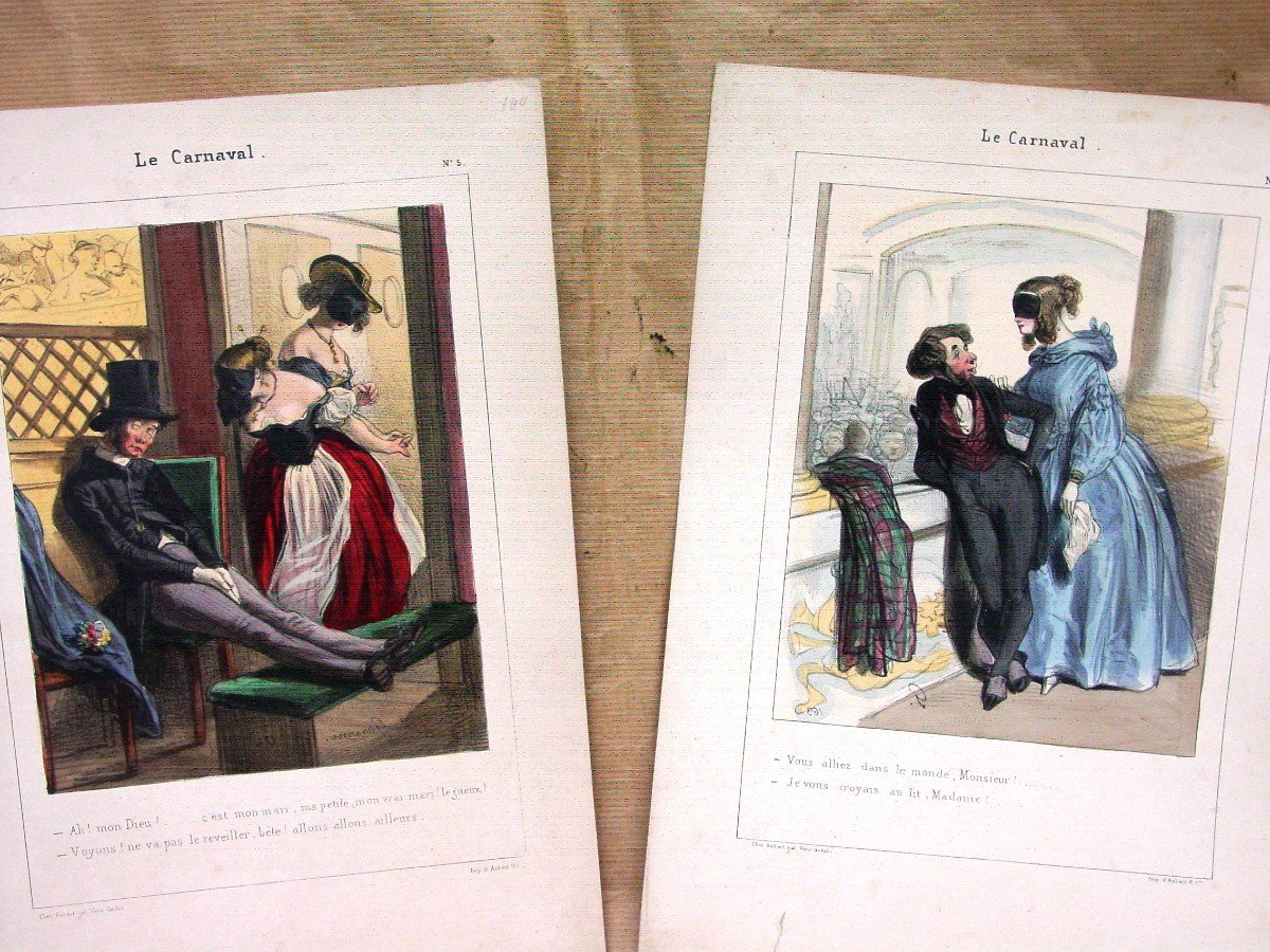 2 Lithographs P. Gavarni “carnival”