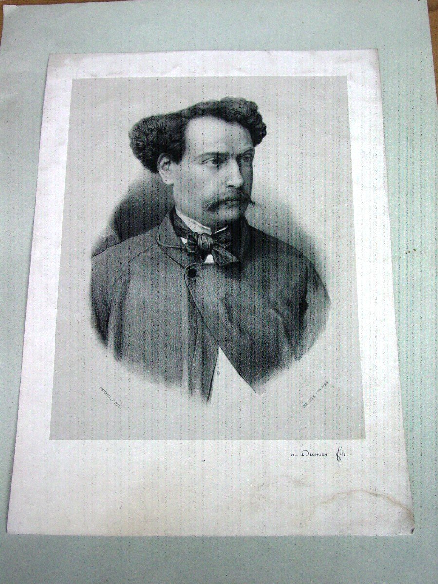 Portrait Dumas Fils Lithograph 19th-photo-3