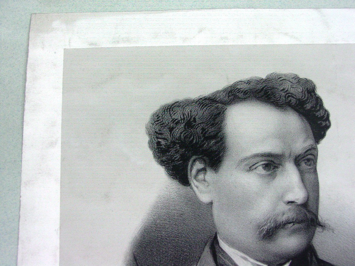 Portrait Dumas Fils Lithograph 19th-photo-2