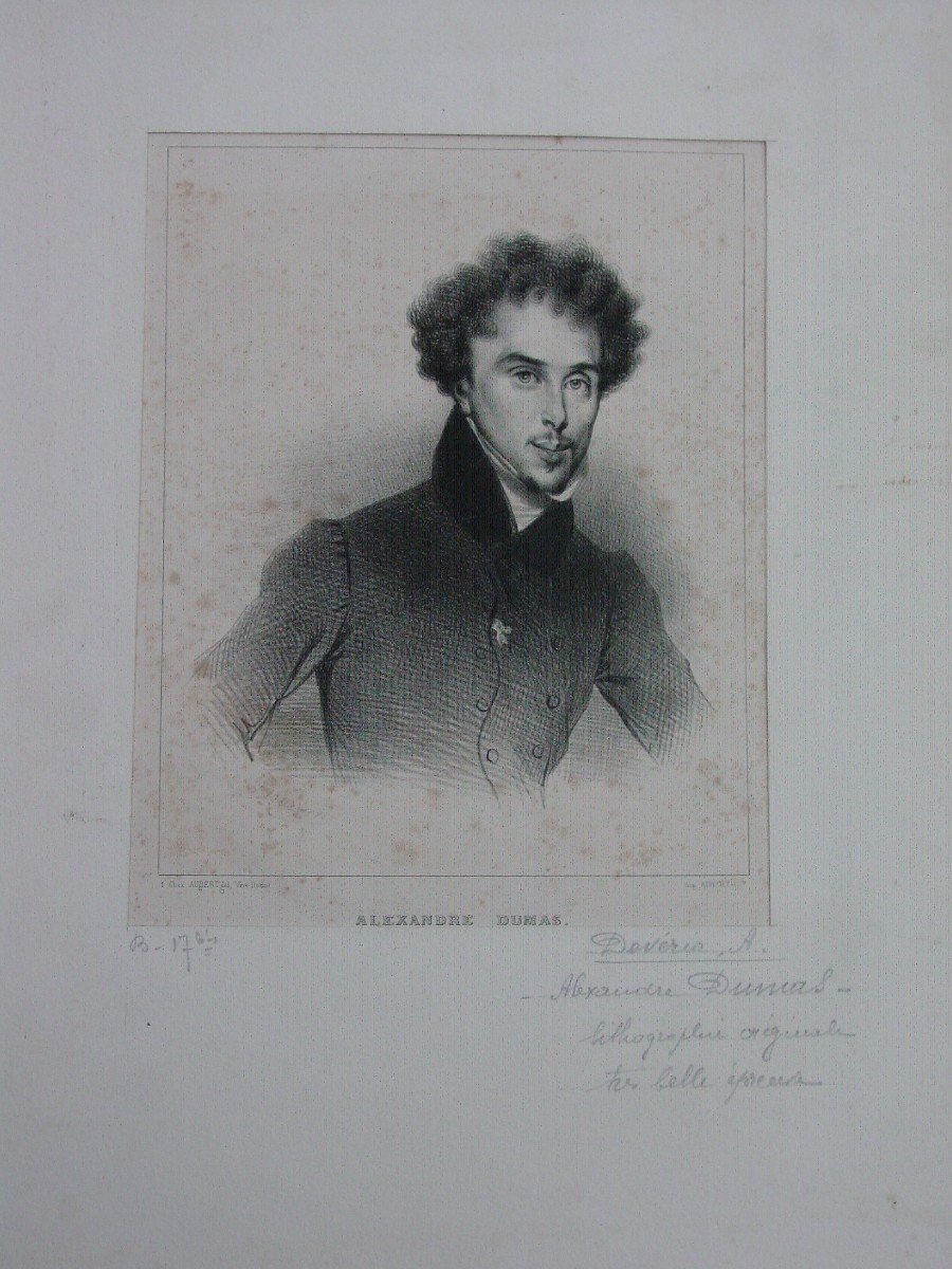 2 Lithographies 1830 : A. Dumas - Par A. Devéria - Galerie De La Presse portrait-photo-2