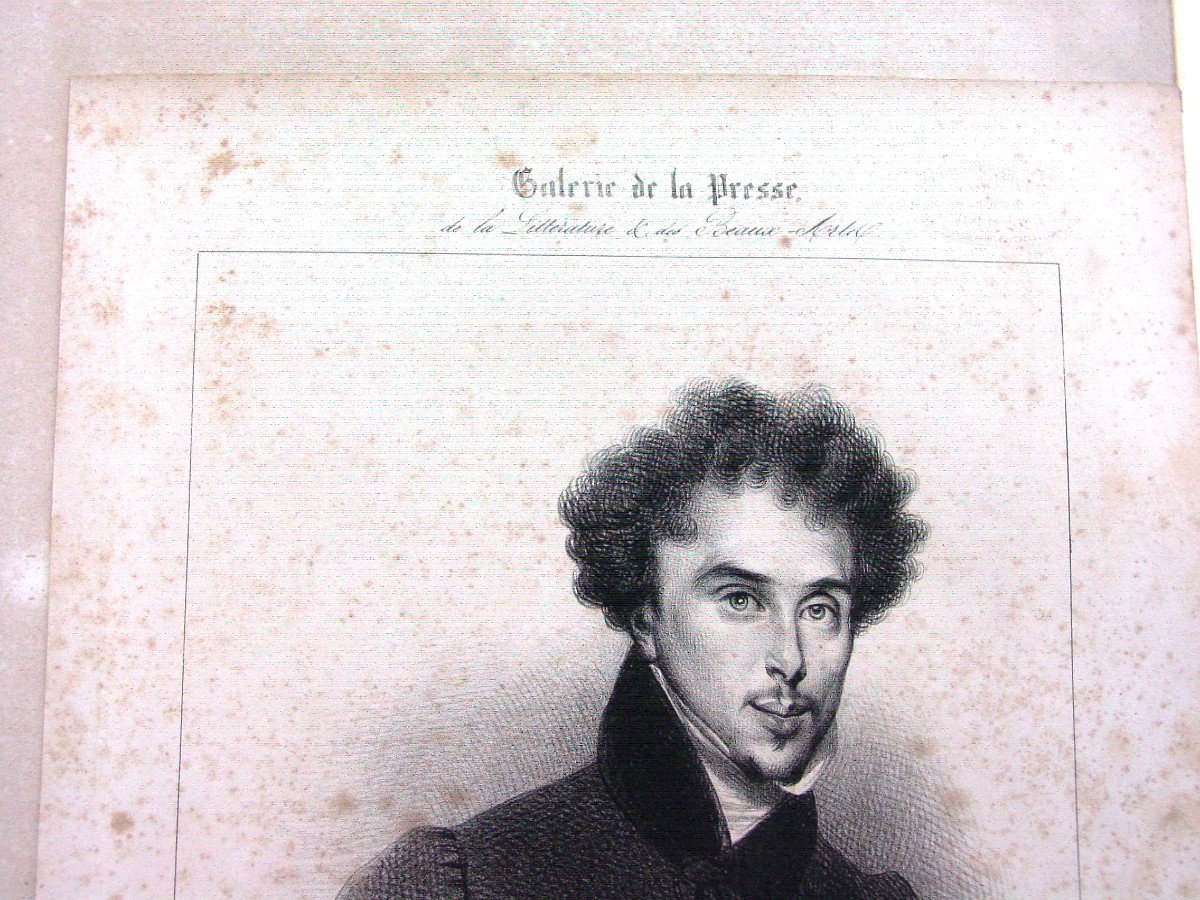 2 Lithographies 1830 : A. Dumas - Par A. Devéria - Galerie De La Presse portrait-photo-1