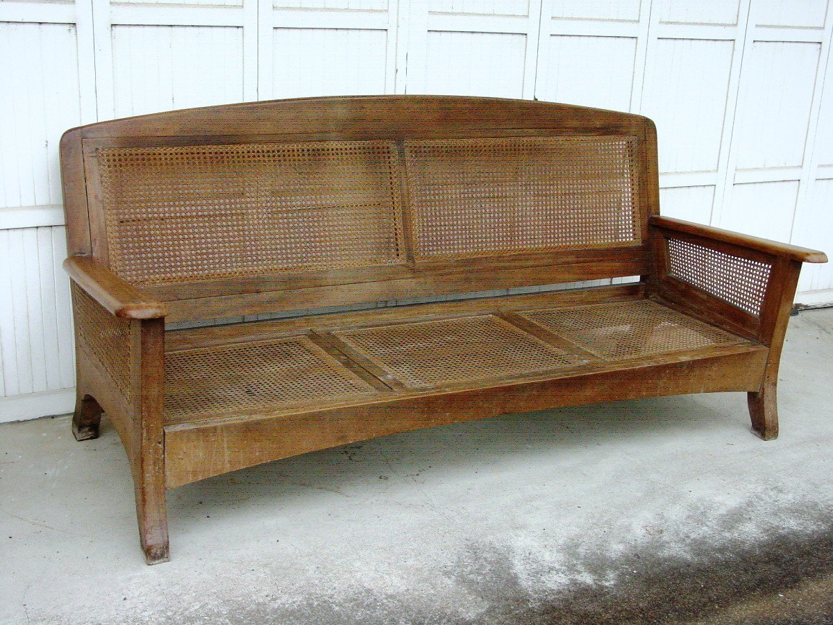 Grand Canapé Sofa Teck Art & Craft Paquebot Morris 1920-photo-2