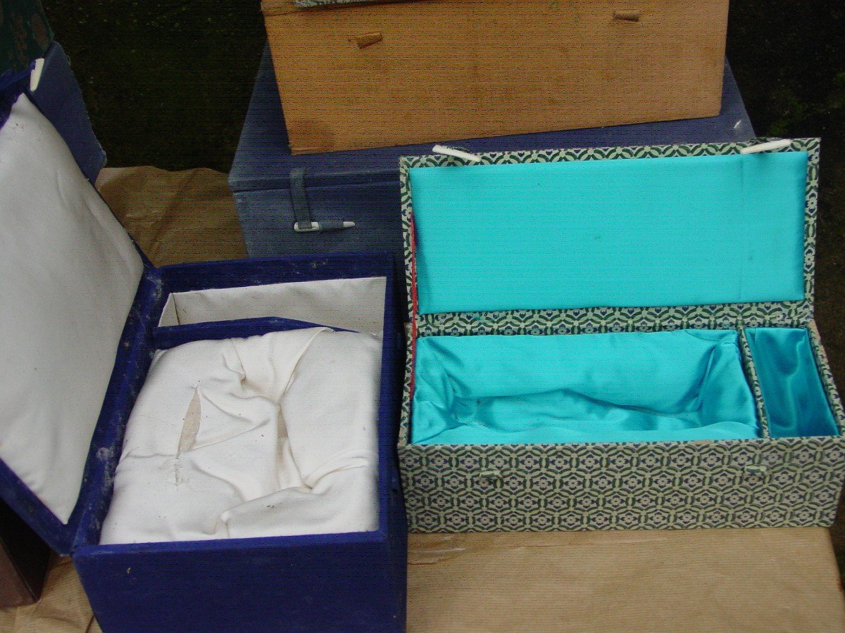 China Lot Of Fabric Boxes For Hard Stones Jade Coral Sculptures-photo-5