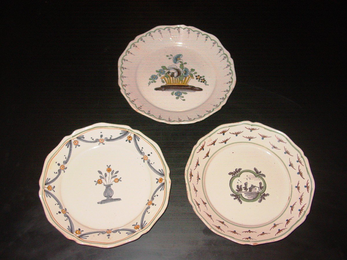 3 Nevers Nivernais Plates From The 18th Century.