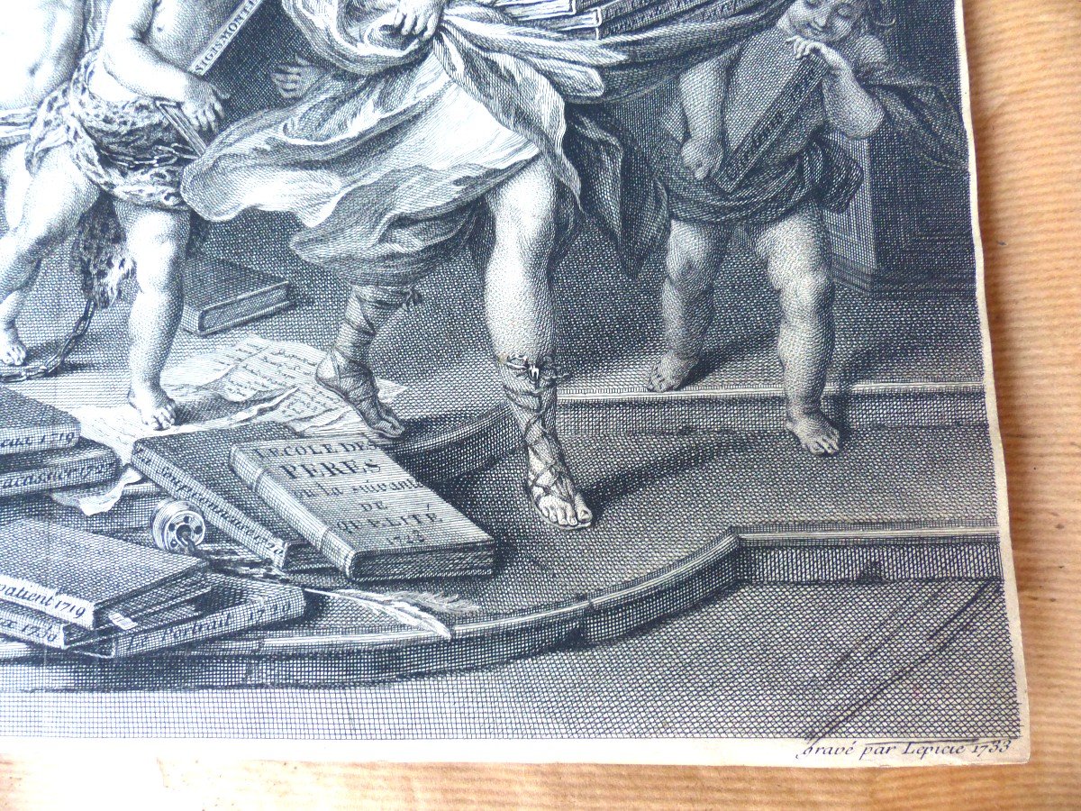 Thalia Chased By Painting After Coypel Engraved By Lépicié 1733-photo-3