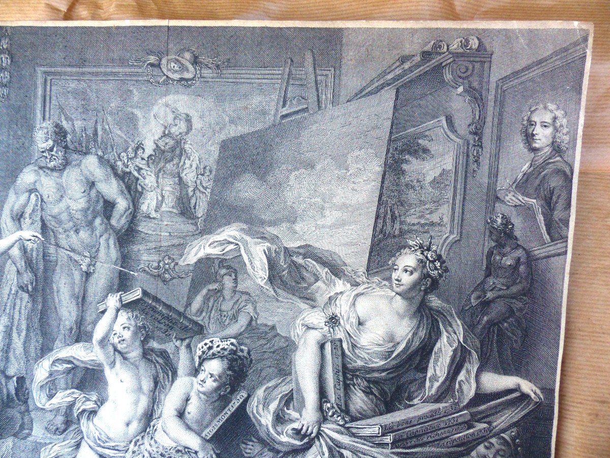 Thalia Chased By Painting After Coypel Engraved By Lépicié 1733-photo-4