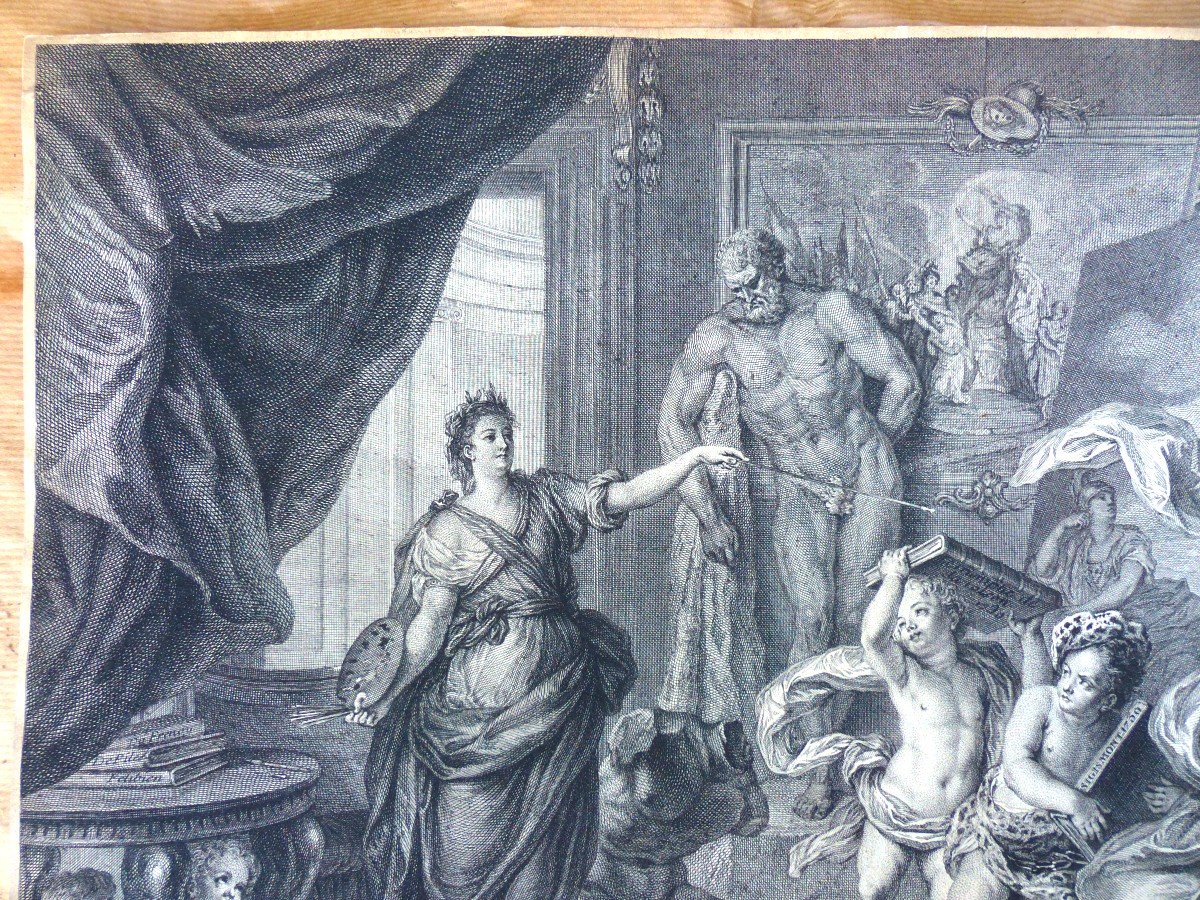 Thalia Chased By Painting After Coypel Engraved By Lépicié 1733-photo-1