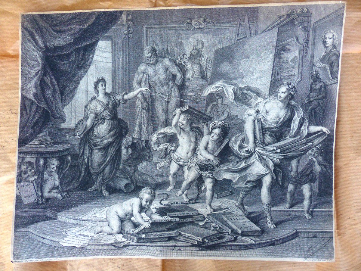 Thalie Chassée Par La Peinture d'Aprés Coypel Gravé Par Lépicié 1733