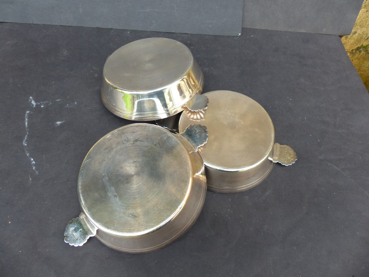 3 Bowls, Félix Frères Silver-plated Broth Bowls-photo-3