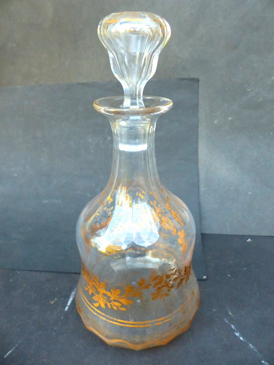 Carafe Carafon doré Modèle Baccarat Du 19ème Siècle-photo-4