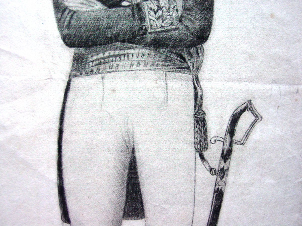 Portrait d'Un Officier De Napoléon Du Premier Empire Dessin-photo-3