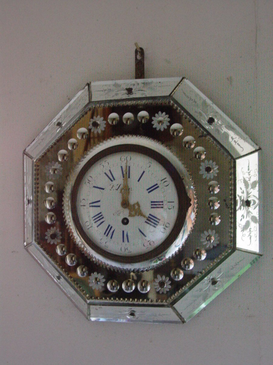 Napoleon III Period Clock Adorned With Murano Glass Plates Cartel Clock-photo-2