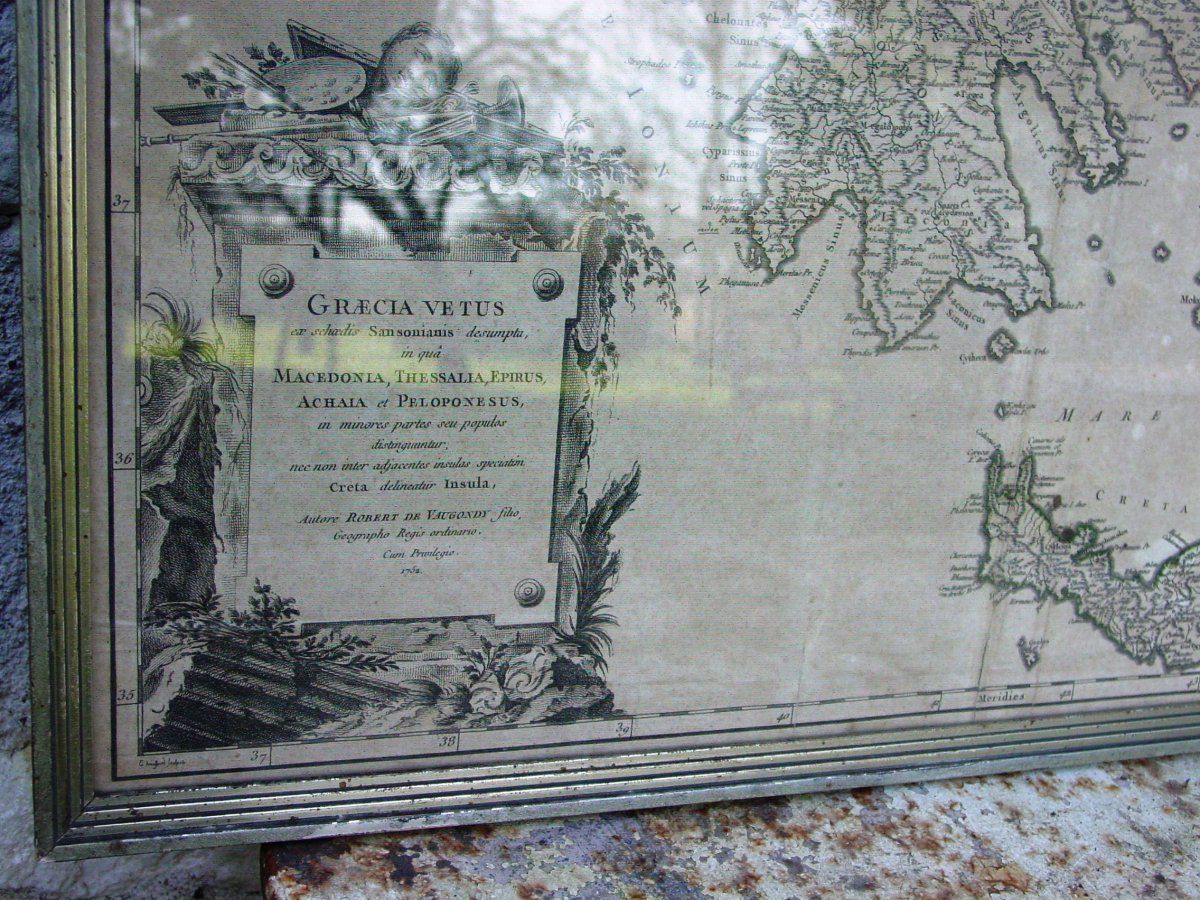 Philhellénisme: Graecia Vetus  Carte Vaugondy 1752 Grèce Du 18ème Siècle-photo-4