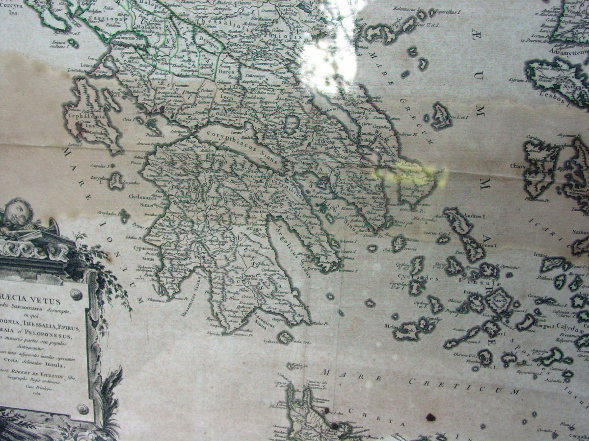 Philhellénisme: Graecia Vetus  Carte Vaugondy 1752 Grèce Du 18ème Siècle-photo-3