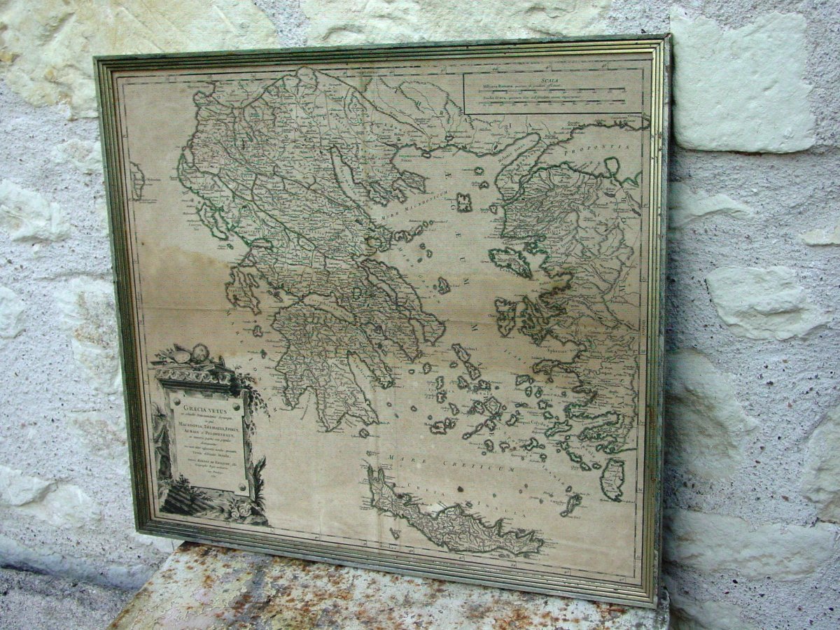 Philhellénisme: Graecia Vetus  Carte Vaugondy 1752 Grèce Du 18ème Siècle