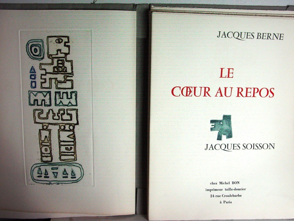 "Le Cœur au Repos " II / VIII Jacques Berne & Jacques Soisson 1980  Gd in-folio ff. Michel Bon-photo-4