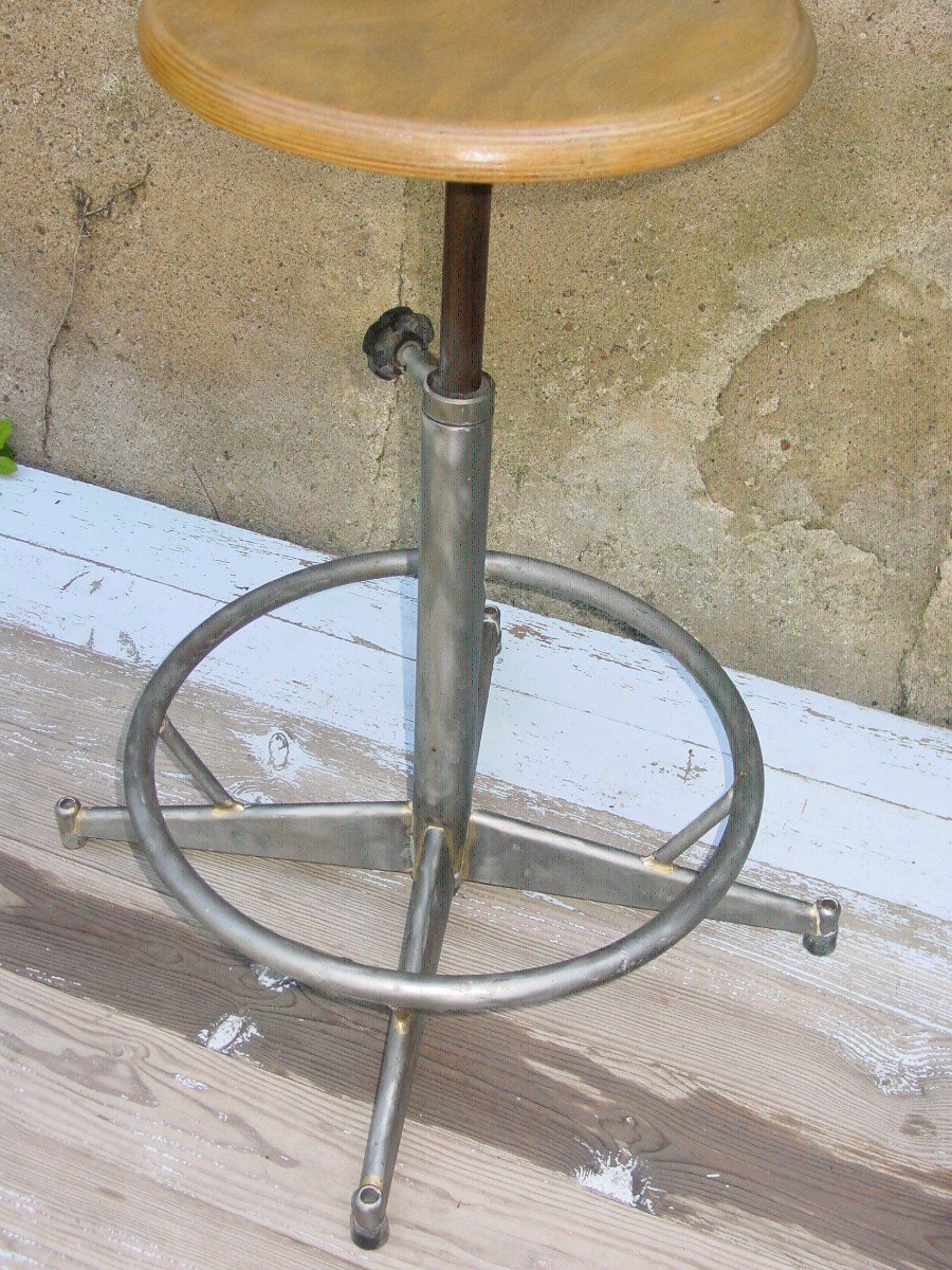 Vintage 1950s Adjustable Workshop Chair-photo-4