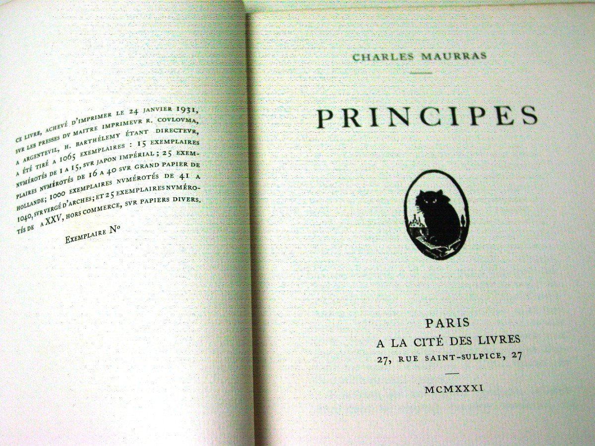 Edition Originale "Principes" Charles Maurras 1931