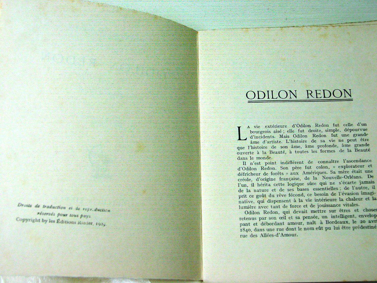 Edition Originale 1929 "Maîtres de l' Art Moderne" Odilon Redon-photo-3