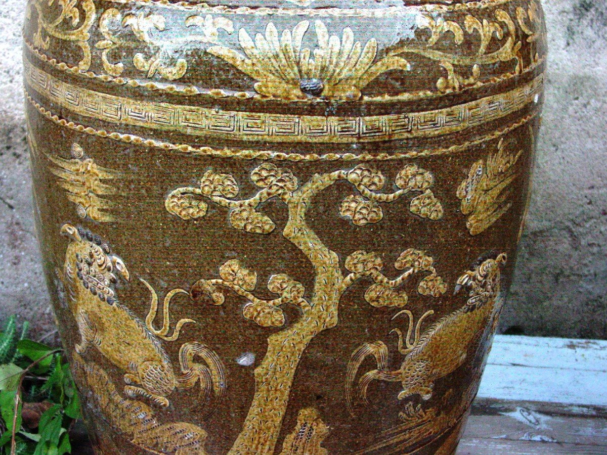Pair Large Jars (ht 78 Cm.) Martaban Glazed Stoneware South East Asia Jar Potiche China-photo-4
