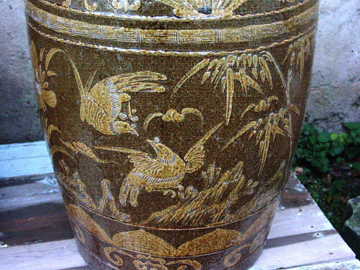 Pair Large Jars (ht 78 Cm.) Martaban Glazed Stoneware South East Asia Jar Potiche China-photo-1