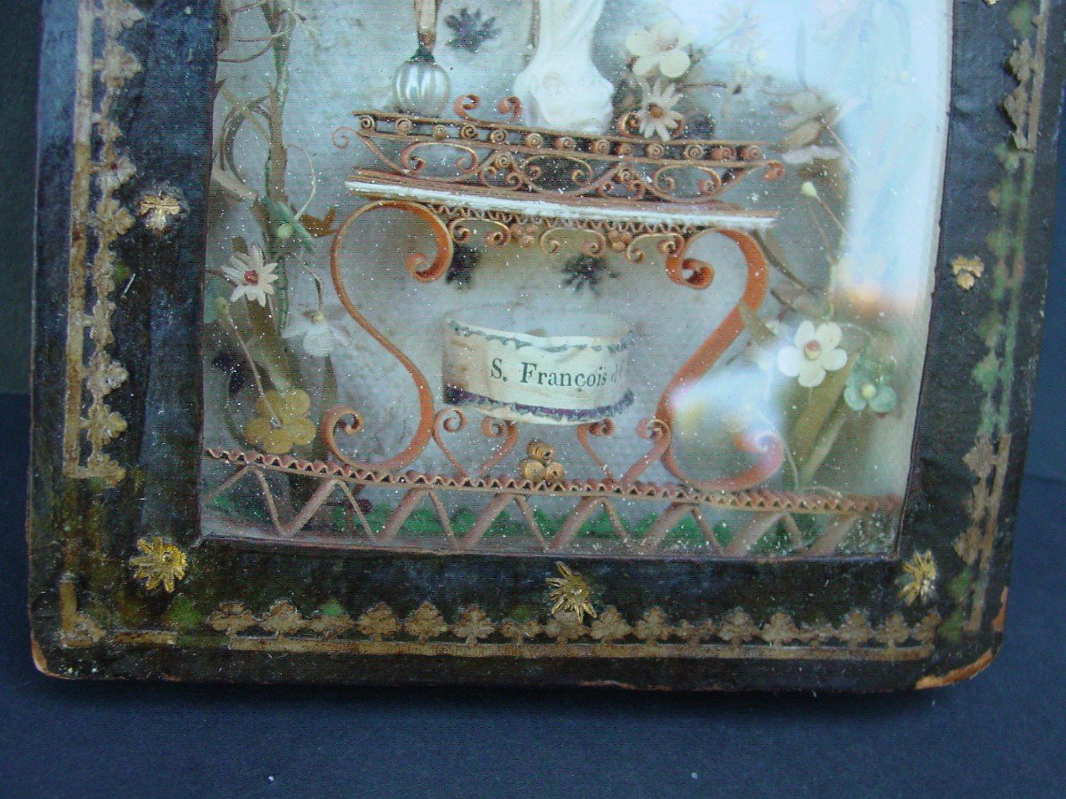 Paperolle Diorama And Reliquary From The 19th Dedicated To Saint François De Paule-photo-4